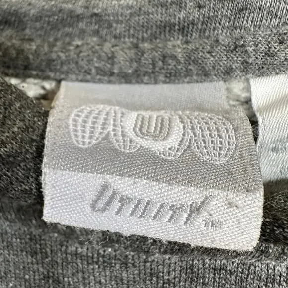 Utility Mens MEDIUM Skull Crossbones Hoodie Vintage Y2K Skater Goth Baggy Grey - Picture 7 of 11